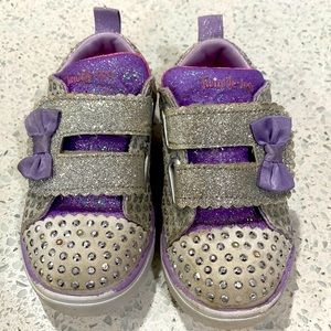 Skechers size 9 toddler light up shoes with rhinestones.